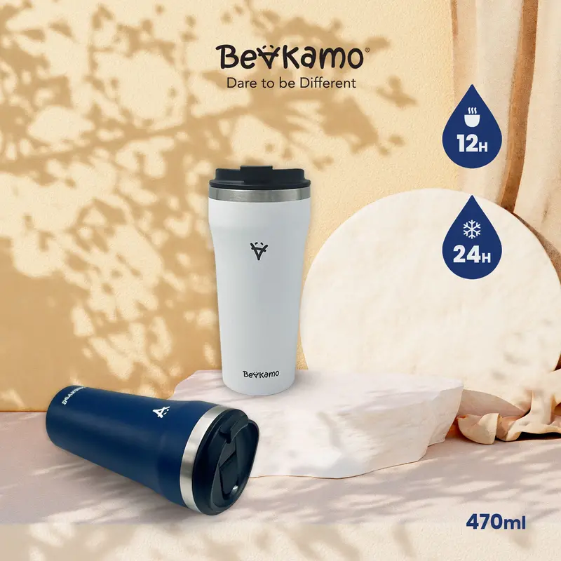 Beakamo Nomad Brew 16Oz Double-Wall Insulated Travel Cup – 2-Way Lid 1