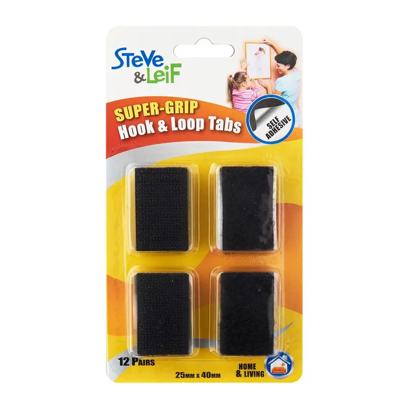 Black Hook And Loop Mounting Tabs – 12 Pairs, Supergrip 1