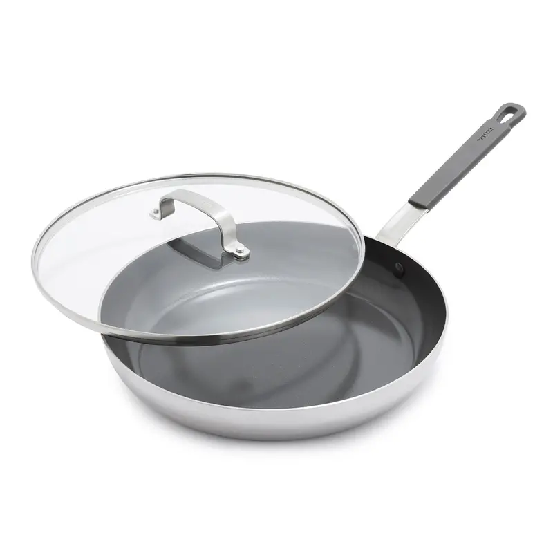 Bobby Flay By Greenpan 12" Pfas-Free Stainless Steel Fry Pan With Lid 1