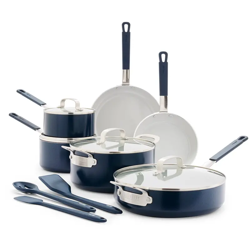 Bobby Flay By Greenpan Professional 13-Piece Ceramic Cookware Set In Oxford Blue 1