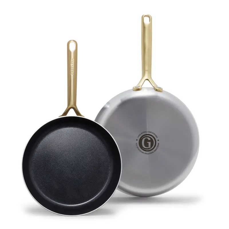 Gp5 Stainless Steel 10" And 12" Fry Pan Combo With Champagne Handles 1