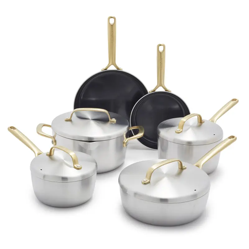 Gp5 Stainless Steel 10-Piece Cookware Collection With Champagne Accents 1