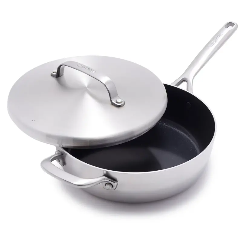 Gp5 Stainless Steel 4-Quart Sauté Pan With Lid & Helper Handle – Mirror-Finish Handle 1