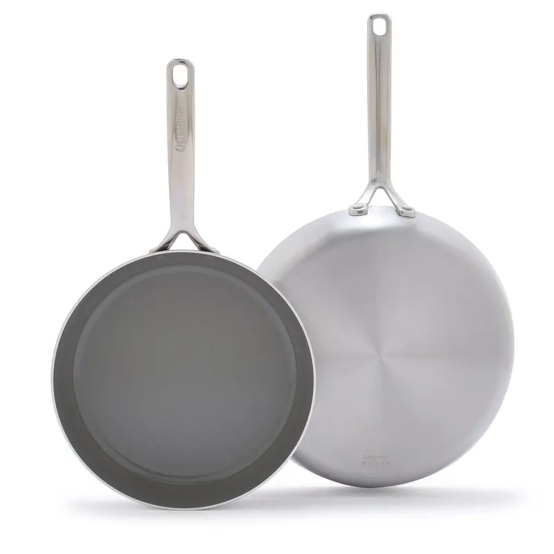 Gp5 Stainless Steel Dual-Sized Fry Pan Set (10" & 12") With Mirror Handles 1