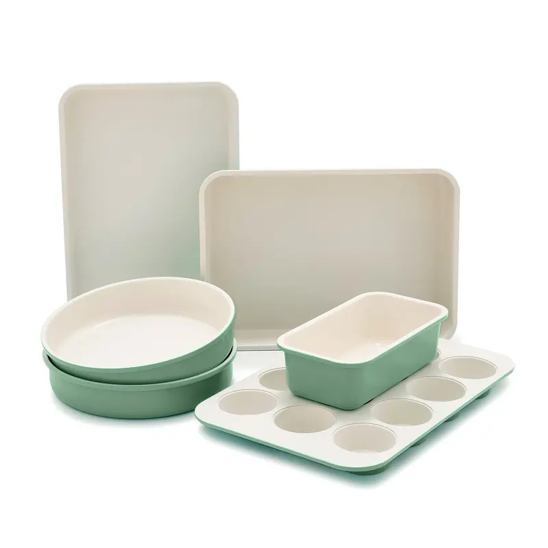 Greenlife 6-Piece Ceramic Nonstick Bakeware Set In Sage Green 1