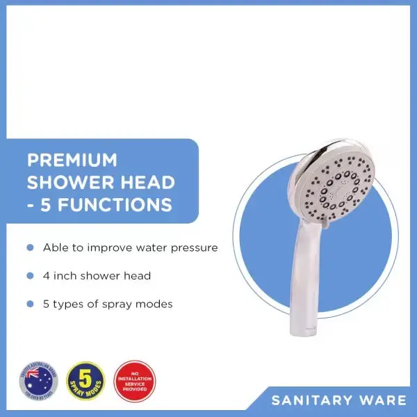 High-Performance 5-Function Shower Head – Adjustable Spray Modes 1