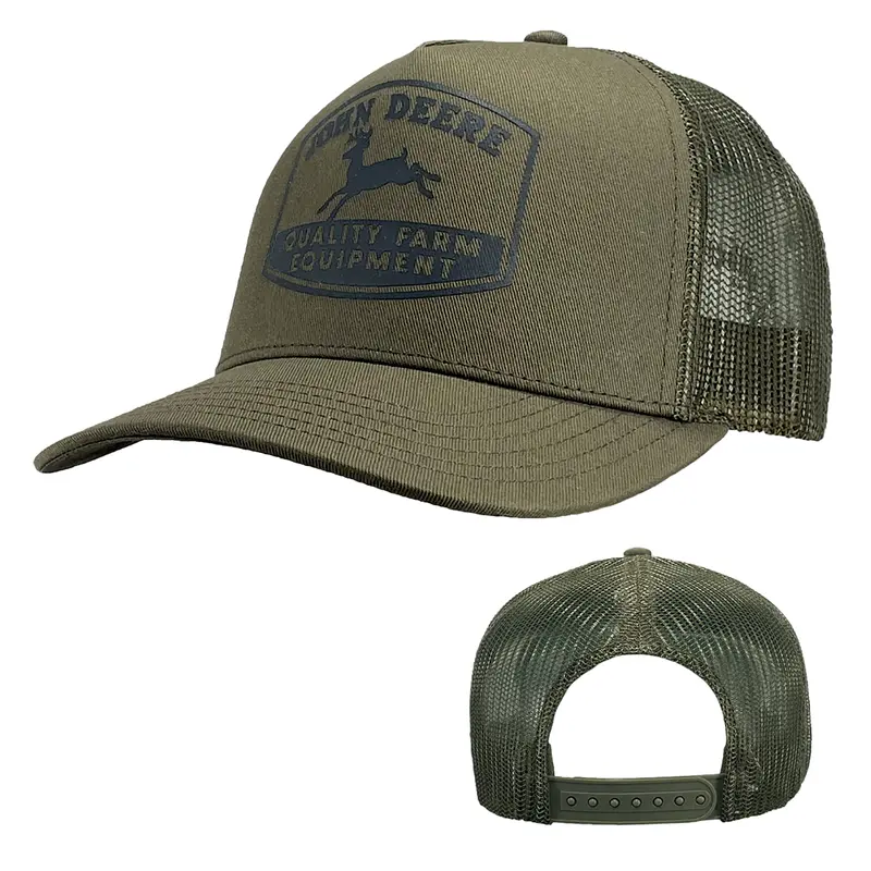 John Deere Olive Vintage Cotton Trucker Hat With Distressed Finish - Lp83272 1