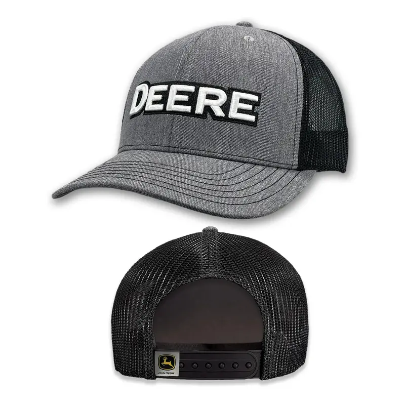 John Deere Unisex Hat With Heather Gray/Black Deere Print Embroidery (Lp87129) 1