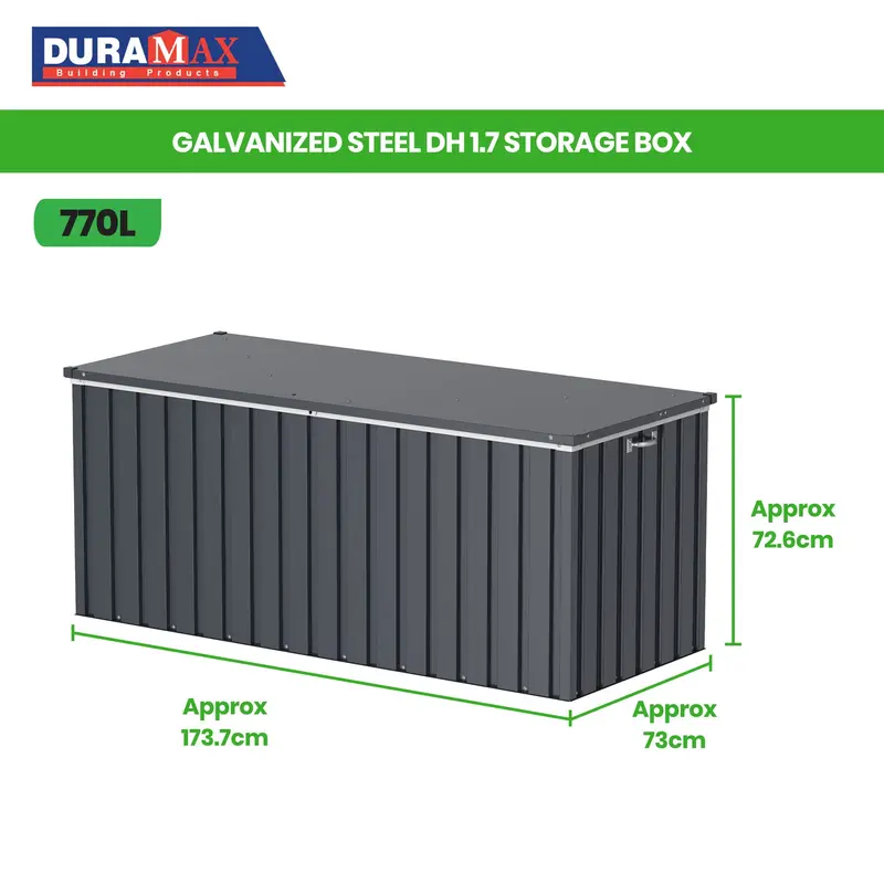 Large-Capacity Metal Garden Storage Box – 770-Liter Weatherproof Bin 1