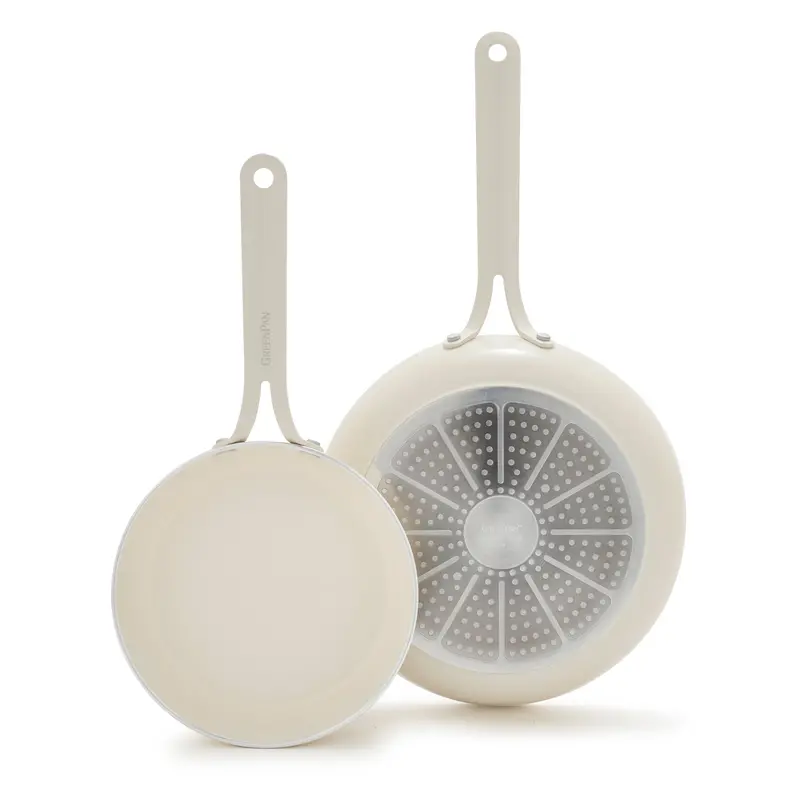 Nova Gallery Cream Ceramic Nonstick Frypan Set – 8" & 10" 1