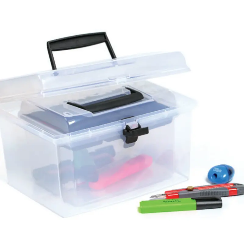 Nuf 2-In-1 Clear Storage Box – Stackable Dual-Compartment Organizer For Tools & Supplies 1