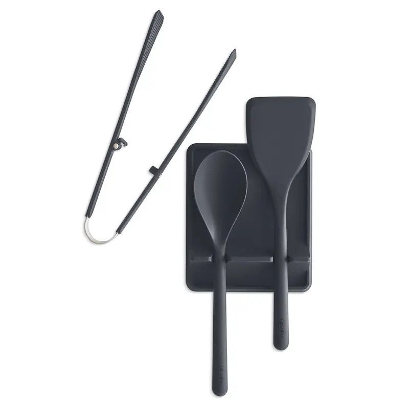 Platinum Silicone 4-Piece Utensil Organizer & Tool Rest Set – Gray 1