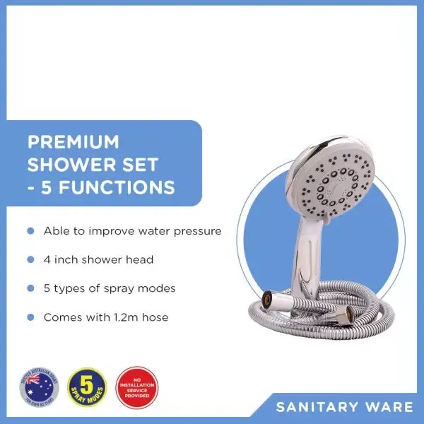 Premium 5-Setting Shower System – Handheld + Fixed Head Combo 1