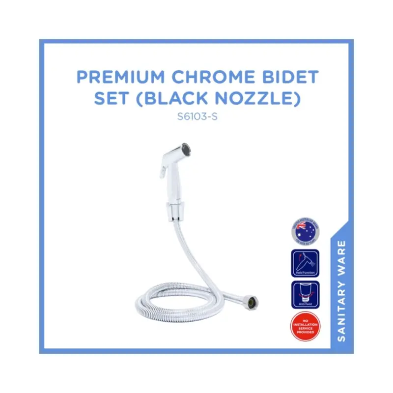 S6103-S Chrome Bidet Set With Black Nozzle 1