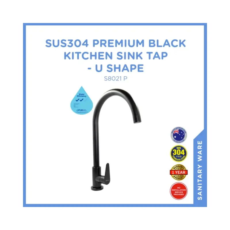 S8021 U-Shaped Kitchen Faucet – Premium Black Finish 1