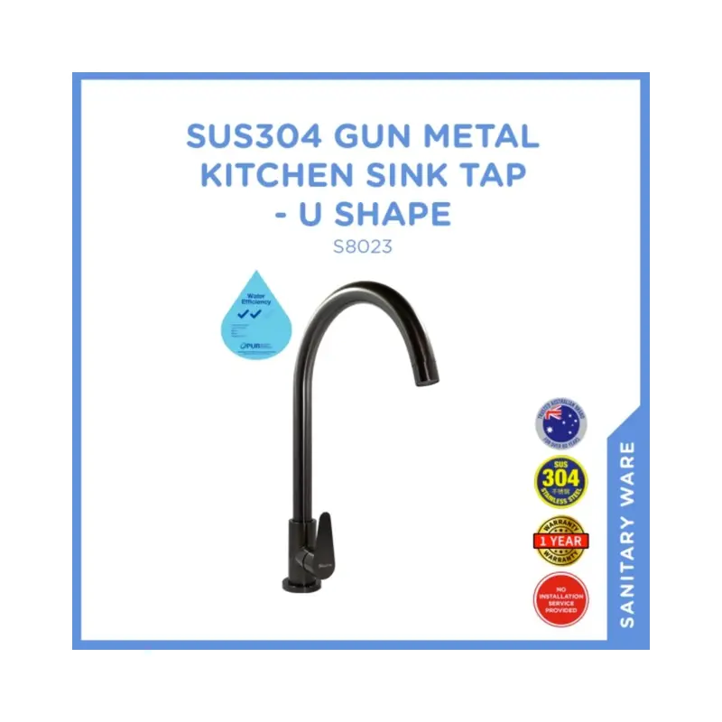 S8023 U-Shaped Kitchen Faucet – Gunmetal Accent Finish 1