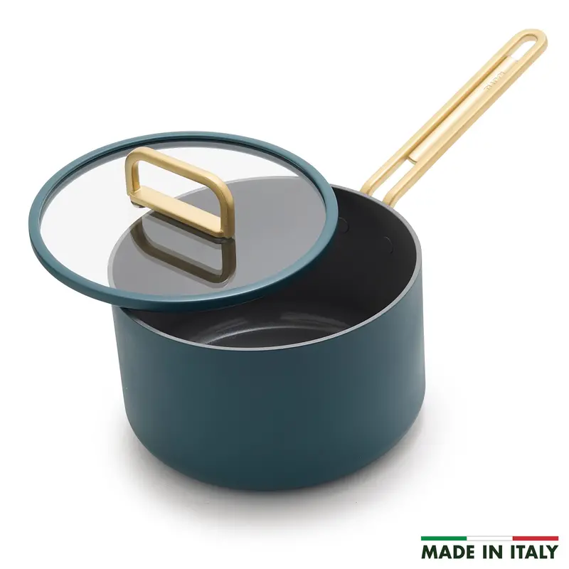 Stanley Tucci™ 4-Quart Ceramic Nonstick Saucepan With Lid | Venetian Teal 1