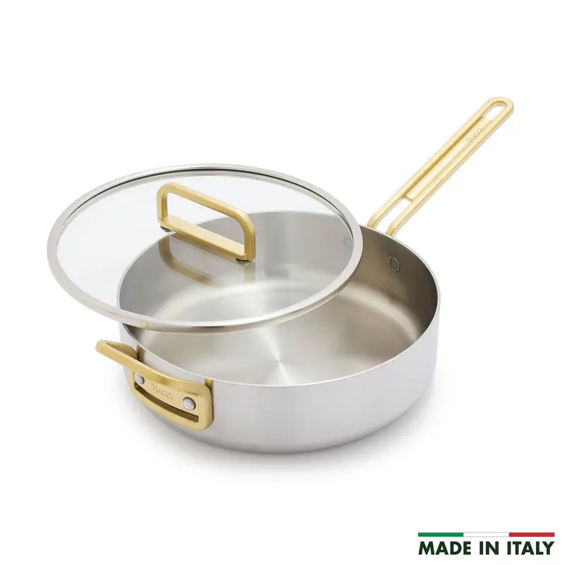 Stanley Tucci 4-Quart Uncoated Stainless Steel Sauté Pan With Lid 1