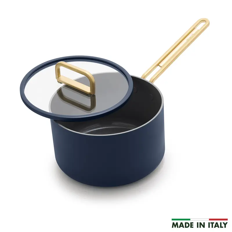 Stanley Tucci Ceramic Nonstick 4-Qt Saucepan With Lid – Marino Blue 1