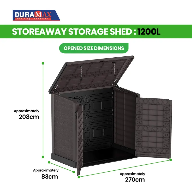 Storeaway Heavy-Duty Shed With 1200-Liter Capacity (Brown) 1