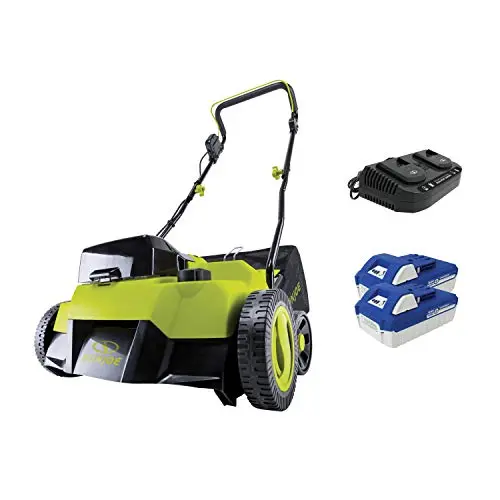 Sun Joe 24V-X2-Dts15 Cordless Scarifier & Dethatcher Kit — 15-Inch, Brushless Motor, 5 Depth Settings, Includes Two 24V 4.0Ah Batteries + Dual-Port Charger 1