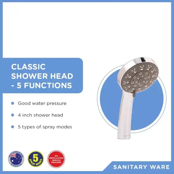 Traditional 5-Mode Shower Head – Elegant Fixed-Position Design 1