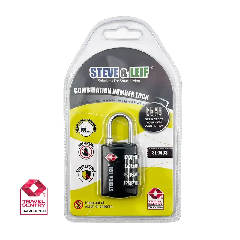 Tsa-Approved Metal Luggage Lock With Combination Shackle – Black & Blue 1