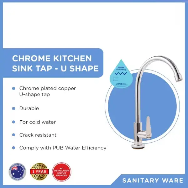 U-Shaped Chrome Kitchen Tap – Space-Saving Design 1