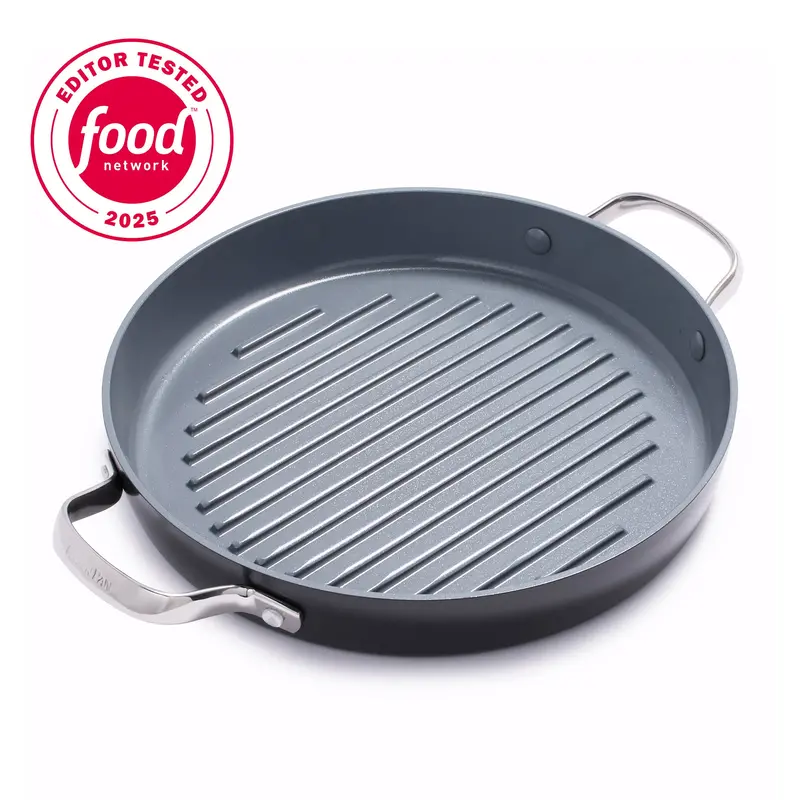 Valencia Pro 11-Inch Ceramic Nonstick Round Grill Pan For Indoor Grilling 1