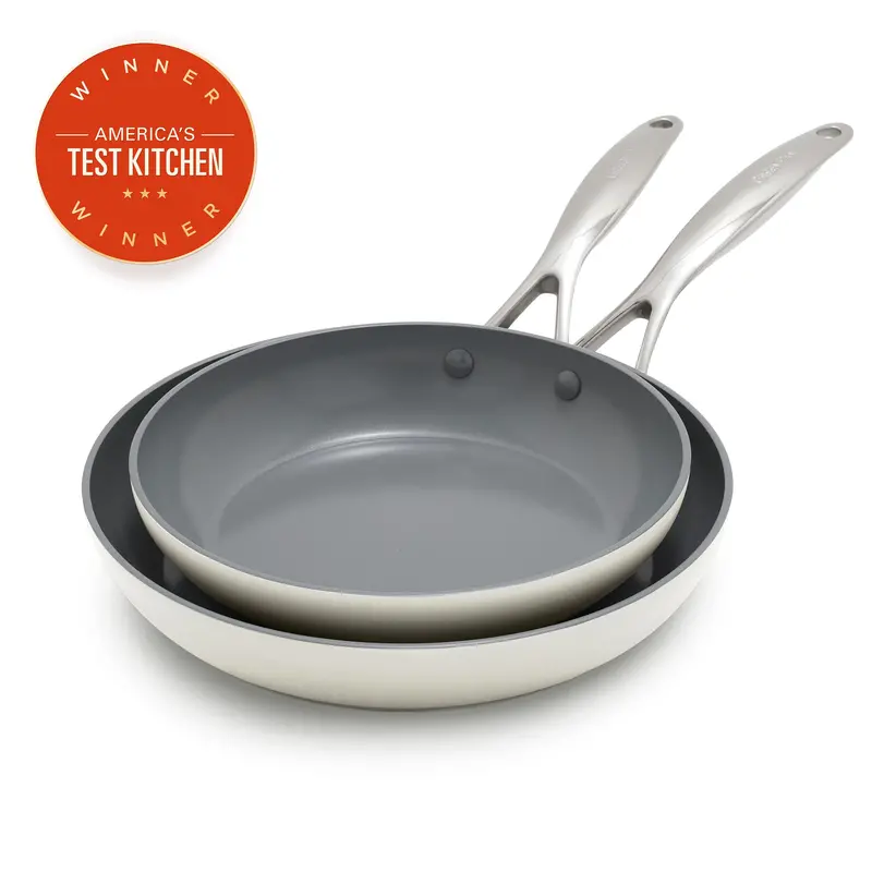 Valencia Pro Ceramic Nonstick Fry Pan Set – 9.5-Inch And 11-Inch, Cream Finish 1