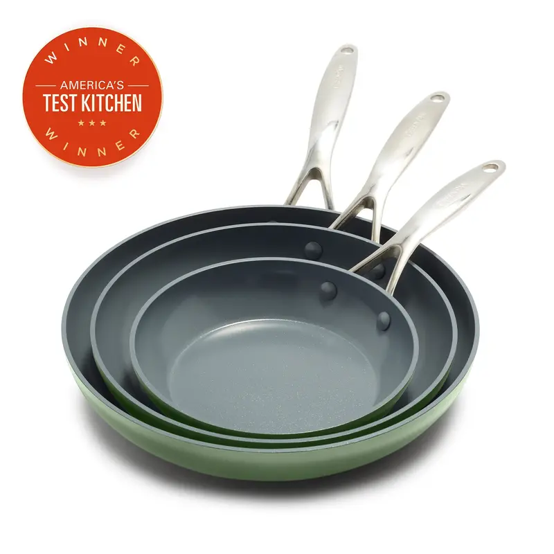 Valencia Pro Sage Ceramic Nonstick Frypan Set (8", 9.5", 11") 1