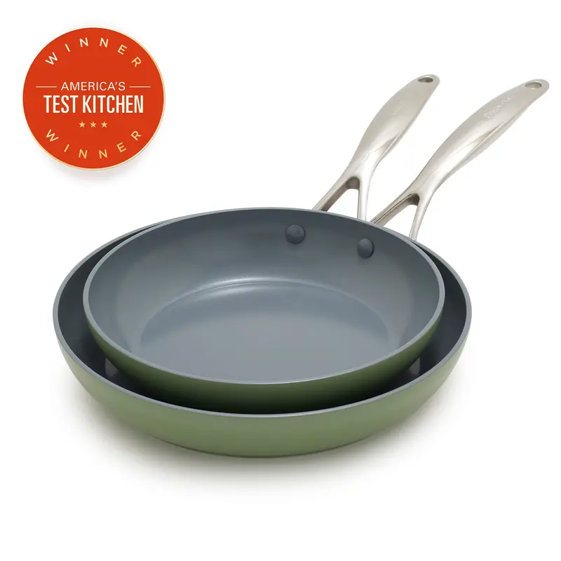 Valencia Pro Sage Green Ceramic Nonstick Frypan Set – 9.5" & 11" 1