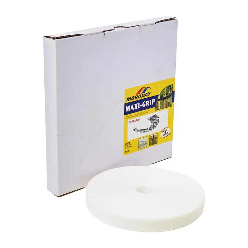 White Double-Sided Hook And Loop Strips – 25M Roll, Super-Grip 1