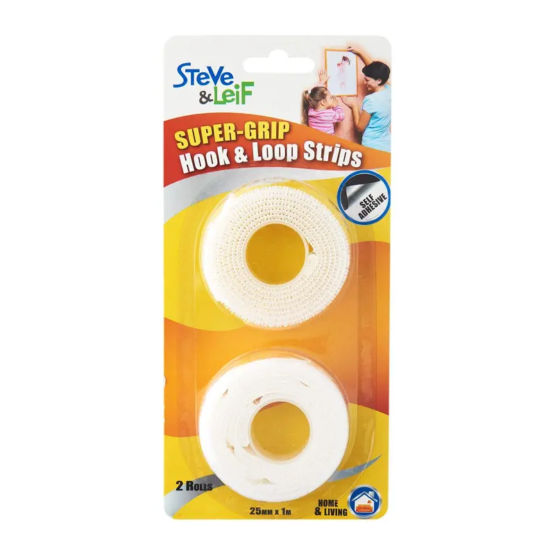 White Hook And Loop Fastening Rolls – 2-Roll Pack, Supergrip 1