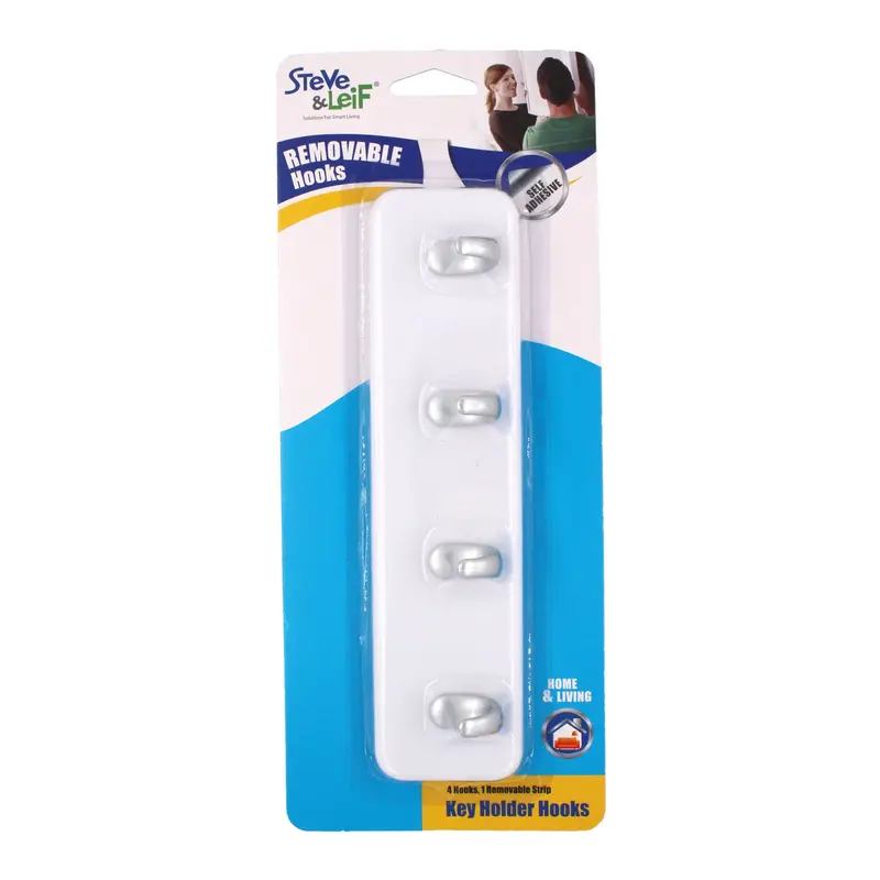 White Removable Adhesive Key Holder Hook – No-Drill Wall Mount 1