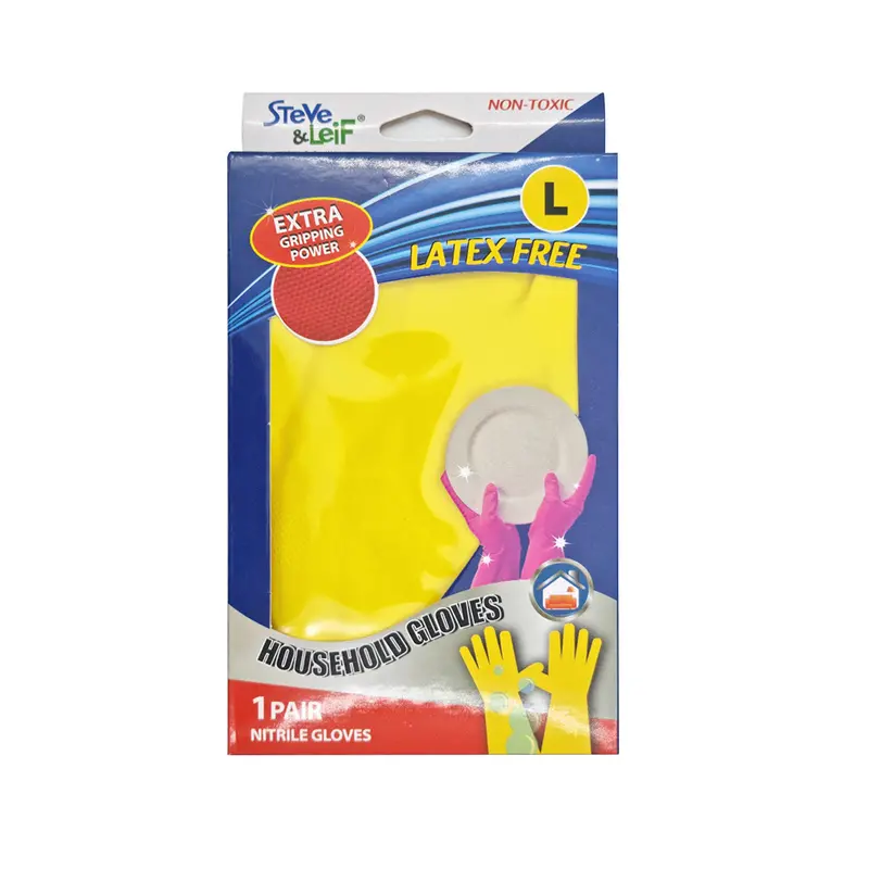 Yellow Nitrile Dishwashing Gloves – Size L, Heavy-Duty Household Use 1