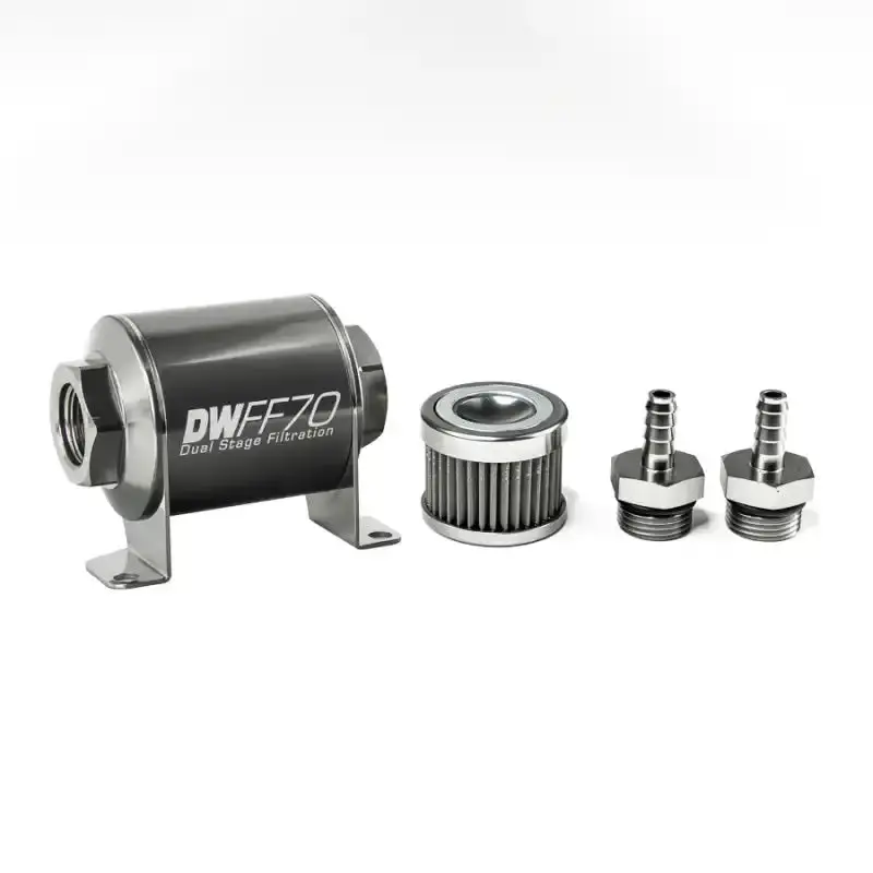 Deatschwerks 70Mm Stainless Steel Inline Fuel Filter Housing – 5/16" Id, 40-Micron, Matte Black Anodized 1